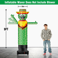 9FT Tall Inflatable Wavers Cactus Inflatable Tube Man (18''Diameter) (Blower Not Included) - goodeny