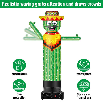 9FT Tall Inflatable Wavers Cactus Inflatable Tube Man (18''Diameter) (Blower Not Included) - goodeny