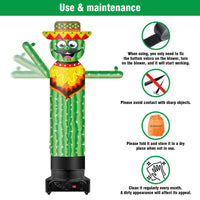 9FT Tall Inflatable Wavers Cactus Inflatable Tube Man (18''Diameter) (Blower Not Included) - goodeny