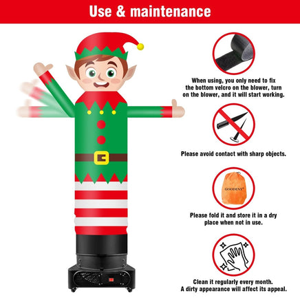9FT Tall Inflatable Wavers ELF Inflatable Tube Man (18''Diameter) (Blower Not Included) - goodeny