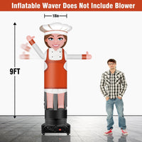 9FT Tall Inflatable Wavers Female Chef Inflatable Tube Man (18''Diameter) (Blower Not Included) - goodeny