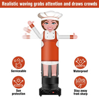 9FT Tall Inflatable Wavers Female Chef Inflatable Tube Man (18''Diameter) (Blower Not Included) - goodeny