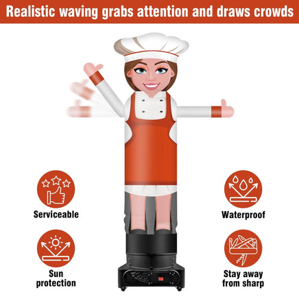9FT Tall Inflatable Wavers Female Chef Inflatable Tube Man (18''Diameter) (Blower Not Included) - goodeny