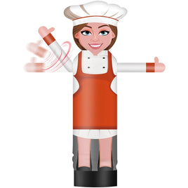 9FT Tall Inflatable Wavers Female Chef Inflatable Tube Man (18''Diameter) (Blower Not Included) - goodeny