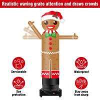 9FT Tall Inflatable Wavers Gingerbread Man Inflatable Tube Man (18''Diameter) (Blower Not Included) - goodeny