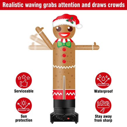 9FT Tall Inflatable Wavers Gingerbread Man Inflatable Tube Man (18''Diameter) (Blower Not Included) - goodeny