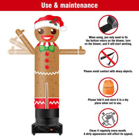 9FT Tall Inflatable Wavers Gingerbread Man Inflatable Tube Man (18''Diameter) (Blower Not Included) - goodeny