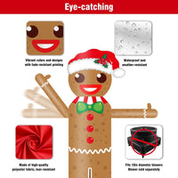 9FT Tall Inflatable Wavers Gingerbread Man Inflatable Tube Man (18''Diameter) (Blower Not Included) - goodeny