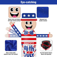 9FT Tall Inflatable Wavers Happy 4th of July Inflatable Tube Man (18''Diameter) (Blower Not Included) - goodeny