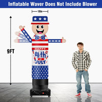 9FT Tall Inflatable Wavers Happy 4th of July Inflatable Tube Man (18''Diameter) (Blower Not Included) - goodeny