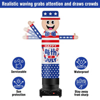9FT Tall Inflatable Wavers Happy 4th of July Inflatable Tube Man (18''Diameter) (Blower Not Included) - goodeny