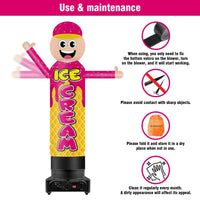 9FT Tall Inflatable Wavers Ice Cream Inflatable Tube Man (18''Diameter) (Blower Not Included) - goodeny