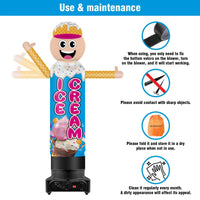 9FT Tall Inflatable Wavers Ice Cream Inflatable Tube Man (18''Diameter) (Blower Not Included) - goodeny