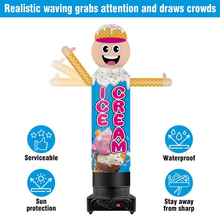9FT Tall Inflatable Wavers Ice Cream Inflatable Tube Man (18''Diameter) (Blower Not Included) - goodeny
