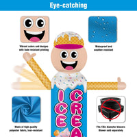 9FT Tall Inflatable Wavers Ice Cream Inflatable Tube Man (18''Diameter) (Blower Not Included) - goodeny