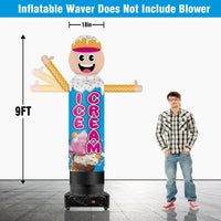9FT Tall Inflatable Wavers Ice Cream Inflatable Tube Man (18''Diameter) (Blower Not Included) - goodeny
