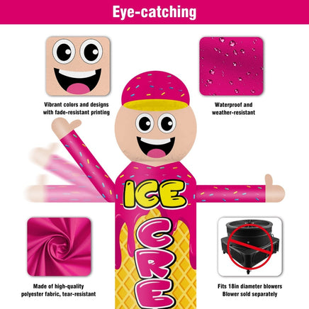 9FT Tall Inflatable Wavers Ice Cream Inflatable Tube Man (18''Diameter) (Blower Not Included) - goodeny