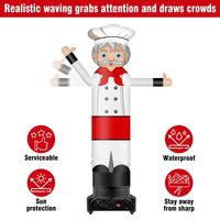 9FT Tall Inflatable Wavers Male Chef Inflatable Tube Man (18''Diameter) (Blower Not Included) - goodeny