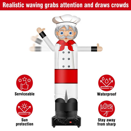 9FT Tall Inflatable Wavers Male Chef Inflatable Tube Man (18''Diameter) (Blower Not Included) - goodeny