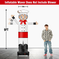 9FT Tall Inflatable Wavers Male Chef Inflatable Tube Man (18''Diameter) (Blower Not Included) - goodeny