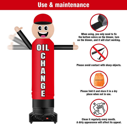 9FT Tall Inflatable Wavers Oil Change Inflatable Tube Man (18''Diameter) (Blower Not Included) - goodeny