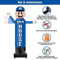 9FT Tall Inflatable Wavers Open House Inflatable Tube Man (18''Diameter) (Blower Not Included) - goodeny