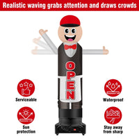 9FT Tall Inflatable Wavers Open Inflatable Tube Man (18''Diameter) (Blower Not Included) - goodeny