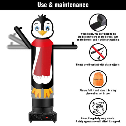 9FT Tall Inflatable Wavers Penguin Inflatable Tube Man (18''Diameter) (Blower Not Included) - goodeny