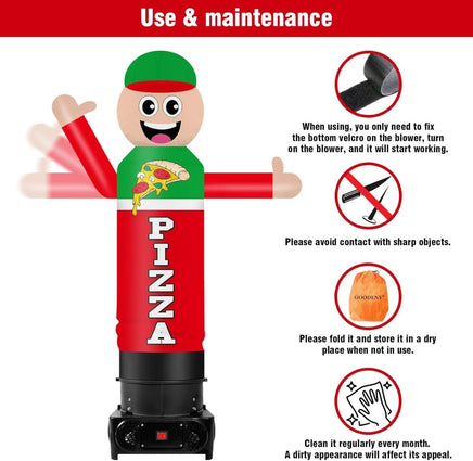 9FT Tall Inflatable Wavers Pizza Inflatable Tube Man (18''Diameter) (Blower Not Included) - goodeny