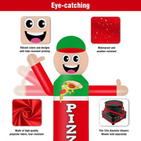 9FT Tall Inflatable Wavers Pizza Inflatable Tube Man (18''Diameter) (Blower Not Included) - goodeny