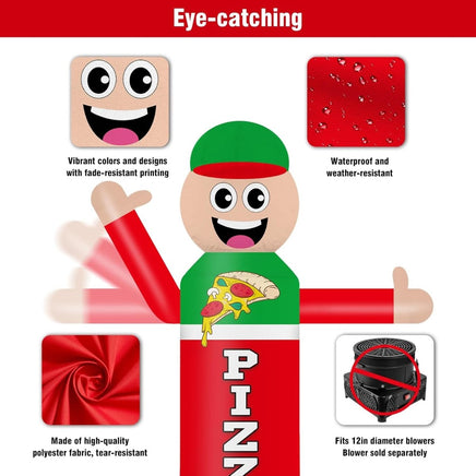 9FT Tall Inflatable Wavers Pizza Inflatable Tube Man (18''Diameter) (Blower Not Included) - goodeny