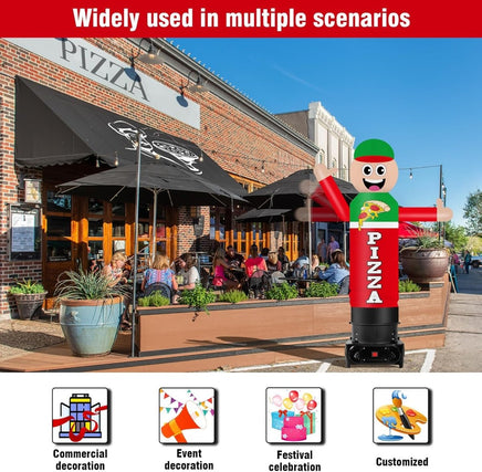 9FT Tall Inflatable Wavers Pizza Inflatable Tube Man (18''Diameter) (Blower Not Included) - goodeny