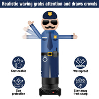 9FT Tall Inflatable Wavers Policeman Inflatable Tube Man (18''Diameter) (Blower Not Included) - goodeny