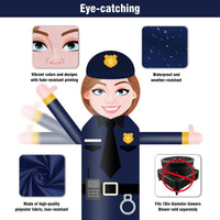 9FT Tall Inflatable Wavers Policewoman Inflatable Tube Man (18''Diameter) (Blower Not Included) - goodeny