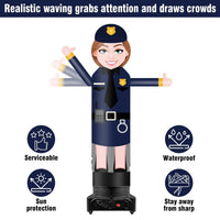 9FT Tall Inflatable Wavers Policewoman Inflatable Tube Man (18''Diameter) (Blower Not Included) - goodeny