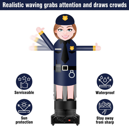 9FT Tall Inflatable Wavers Policewoman Inflatable Tube Man (18''Diameter) (Blower Not Included) - goodeny