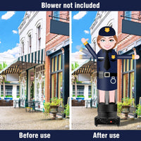 9FT Tall Inflatable Wavers Policewoman Inflatable Tube Man (18''Diameter) (Blower Not Included) - goodeny