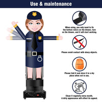 9FT Tall Inflatable Wavers Policewoman Inflatable Tube Man (18''Diameter) (Blower Not Included) - goodeny
