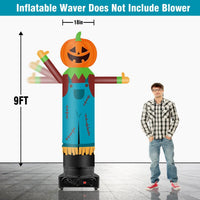 9FT Tall Inflatable Wavers Pumpkin Scarecrow Inflatable Tube Man (18''Diameter) (Blower Not Included) - goodeny