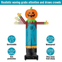 9FT Tall Inflatable Wavers Pumpkin Scarecrow Inflatable Tube Man (18''Diameter) (Blower Not Included) - goodeny
