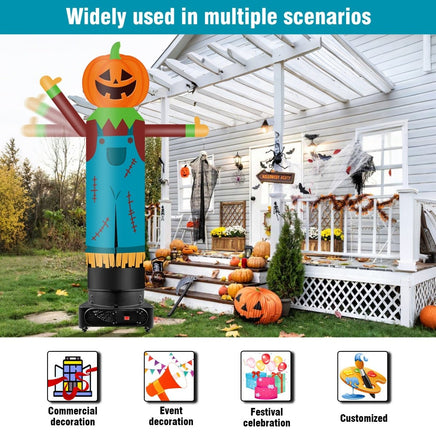 9FT Tall Inflatable Wavers Pumpkin Scarecrow Inflatable Tube Man (18''Diameter) (Blower Not Included) - goodeny