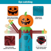 9FT Tall Inflatable Wavers Pumpkin Scarecrow Inflatable Tube Man (18''Diameter) (Blower Not Included) - goodeny