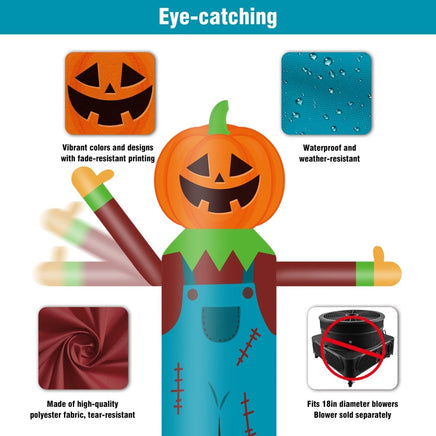 9FT Tall Inflatable Wavers Pumpkin Scarecrow Inflatable Tube Man (18''Diameter) (Blower Not Included) - goodeny