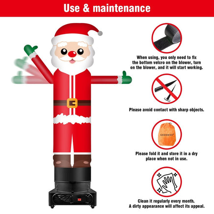 9FT Tall Inflatable Wavers Santa Claus Inflatable Tube Man (18''Diameter) (Blower Not Included) - goodeny