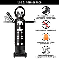 9FT Tall Inflatable Wavers Skeleton Inflatable Tube Man (18''Diameter) (Blower Not Included) - goodeny