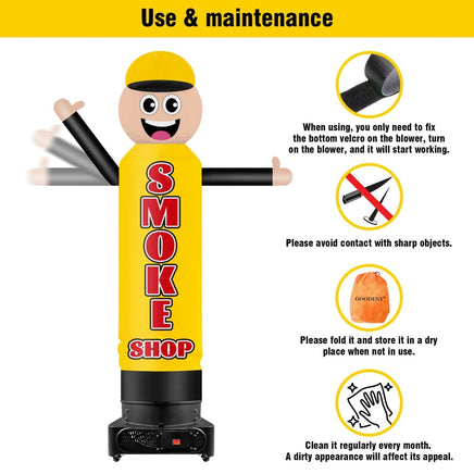 9FT Tall Inflatable Wavers Smoke Shop Inflatable Tube Man (18''Diameter) (Blower Not Included) - goodeny