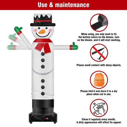 9FT Tall Inflatable Wavers Snowman Inflatable Tube Man (18''Diameter) (Blower Not Included) - goodeny
