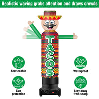 9FT Tall Inflatable Wavers Tacos Inflatable Tube Man (18''Diameter) (Blower Not Included) - goodeny