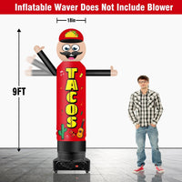 9FT Tall Inflatable Wavers Tacos Inflatable Tube Man (18''Diameter) (Blower Not Included) - goodeny