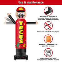 9FT Tall Inflatable Wavers Tacos Inflatable Tube Man (18''Diameter) (Blower Not Included) - goodeny